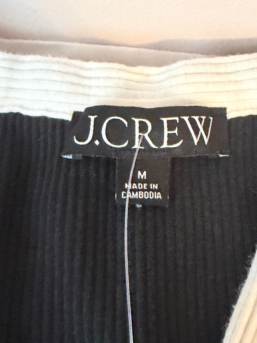 J. Crew Black Ribbed Button-Front Tank with White Trim - Picture 2 of 3